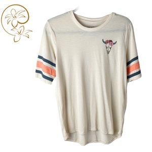 MIGHTY FINE Cow Skull Short Sleeve Tee Size M